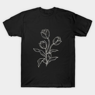 outline bunga tulip illustration T-Shirt